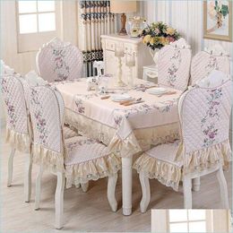 Table Cloth Table Cloth Europeanstyle Dining Chair Er Cushion With Lace Embroidered Drop Delivery 2022 Home Garden Textiles Cloths Dhm0T