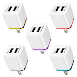 US Plug Double USB Wall Fast Charger Travel Home Power Adapter 5V 2.1A 1A Charging For Samsung S10 HTC Mobile Phone Chargers