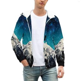 Мужские куртки мечтательные звездные зимние галактики горы современные теплые повседневные пальто.