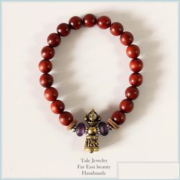 Beaded Tibetan Buddhism Ren Sanders Wood Mala Beads Women Men S Bracelets Beaded Om Healing Jewellery Lucky Handmade Drop Delivery 2022 Dhz3J