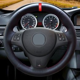Steering Wheel Covers Hand-Stitched Black PU Artificial Leather Car Cover For M Sport M3 E90 E91 E92 E93 E87 E81 E82 E88 X1 E84