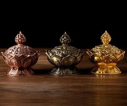 Lotus Flower Incense Burner Buddhism Buddha Holder Brass Mini Censer Incense Metal Craft Home Decoration Gift