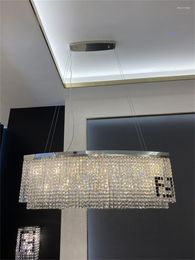 Chandeliers Modern Crystal LED Lighting Luxury Rectangular Hanging Pendant Lamp Personality Dining Room Designer Suspension