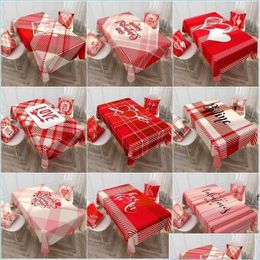 Table Cloth Valentine Day Table Cloth Rec Decorative Plaid Love Pattern Waterproof Washable And Reusable Er Rrd12157 Drop Delivery 2 Dh0Bo