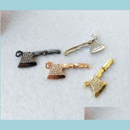 Pendant Necklaces 10Pcs Tiny Cz Crystal Axe Charm Zircon Stone Micro Pave Pendant Jewellery Finding Diy Necklace Making Pd745 Drop Del Dhwdn