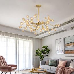 Chandeliers American Decor Glass Firefly Ceiling Chandelier Modern Lustre LED Loft Hanging Lamp Fixtures Lighting