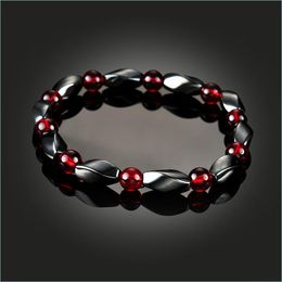 Beaded Matchright Women Health Energy Healing Hematite Bangle With Magnetic Therapy Of Beads Elastic Bracelet For Jewellery Drop Deliv Dhvae