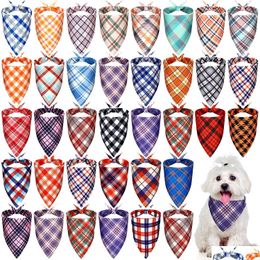 Other Dog Supplies 30 Pcs Dog Bandana Plaid Pet Bib Scarf Adjustable Washable Triangle For Small To Medium Puppy Cat Drop Delivery 2 Dhkgg