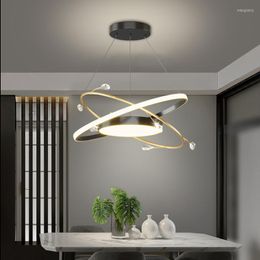 Chandeliers Modern Led Pendant Lamp For Dining Table Kitchen Dimmable Living Room Bedroom Loft Hanging Home Decor Ring Light