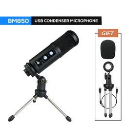 Professional BM850 USB Microphone Condenser Microphono For PC Computer Laptop Recording Studio Singing Gaming Streaming