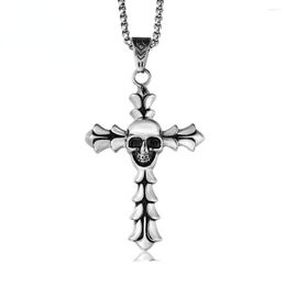 Pendant Necklaces Megin D Stainless Steel Titanium Skull Cross Gothic Hip Hop Collar Chains Necklace For Men Women Couple Gift Jewelry