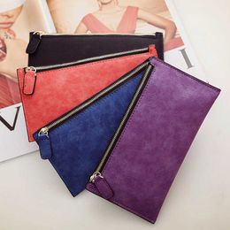 Wallets Women's Purse Ladies Wallet Long Money Bags Simple Style Coin Purse Leather Thin Wallets Female Card Holder Solid L221101