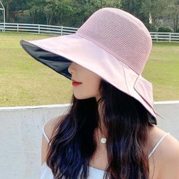 Hats Women Hat Solid Colour Wide Brim Round Shape Hollow Out Super Breathable Sun Protection Heat Resistant Big Soft Material Cap