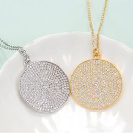 Pendant Necklaces EYIKA Fashion Copper Micro Pave Cubic Zirconia Big Round Charms Necklace For Women Gold Silver Color Statement Jewelry