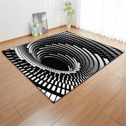 Carpets 3D Geometric Swirl Decoration White Black Living Room Area Rug Soft Flannel Children Play Mats Rugs Big