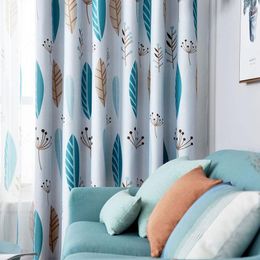 Curtain Nordic Blackout Curtains For Living Room Printed Leaf Thick Window Bedroom Kitchen Blinds Drape Tulle And