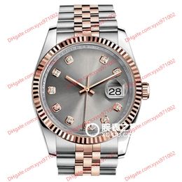 High-quality watch 2813 automatic men's watch 116231 36mm gray dial 18k rose gold stainless steel women's wristwatch sapphire glass 116238 fashion diamonds watches