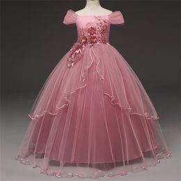 Girl's Dresses Girls Christmas Elegant Princess Gown For Wedding Flower Appliques Kids Evening Prom Party Events 221101