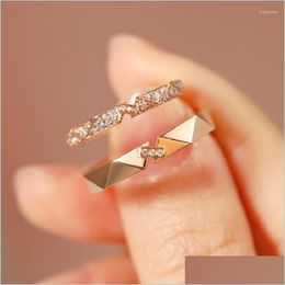 Cluster Rings Cluster Rings S925 Sier Couple Gold Ring For Woman Teens Diamond Luxury Fine Jewellery Name Custom Wedding Gift Drop Del Dhlqk