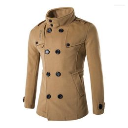 Men's Jackets Fashion Men Winter Wool Coat 2022 Men's Casual Brand Solid Colour Blends Woollen Pea Male Trench Overcoat