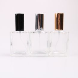 15ml Square Glass Perfume Atomizer Empty Parfum Bottle Silver Gold Black Cap Cosmetics Spray Bottles Wholesale