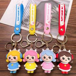 Keychains Cartoon cute fashion music girl key Doll Bag car pendant