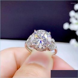 Cluster Rings Cluster Rings 5Ct Moissanite 925 Sier Fashion Design Strong Fire Color Diamond High Hardnesscluster Brit22 Drop Delive Dhoqt