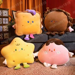 Stuffed Waffle Biscuit Cushion Office Sedentary Plush Cushion Snack Food Round Rectangular Floor Mat For Women Children