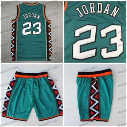 1996 All Retro 23 Basketball Jersey Shorts Star Vintage Mens Basketball Jerseys Stitched Green
