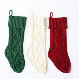 Christmas stockings large 46CM knitting wool home wall decoration candy bag socks diamond gift hanging decoration