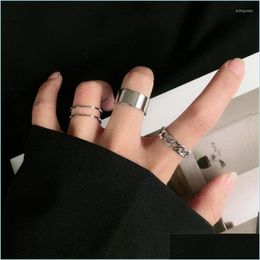 Cluster Rings Cluster Rings Punk Metal Geometric Round Ring Set Sier Color Open For Women Fashion Finger Accessories Buckle Joint Ta Dhi0Z