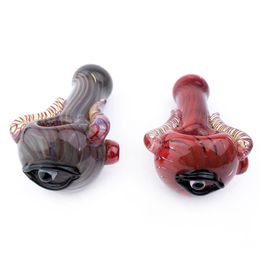Pipes Fancy Colourful Pyrex Thick Glass Portable Horn Design Eye Spoon Philtre Dry Herb Tobacco Bong Handpipe Handmade Oil Rigs Smoking Cigarette Holder DHL