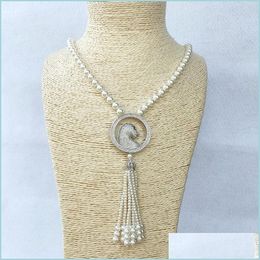 Pendant Necklaces 4 Pcs Leopard Head Charm Pendant Cz Micro Pave Connector Natural Shell Pearl Beads Chain Tassels Women Jewelry Nec Dhpgi