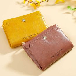 Wallets New Fashion Fold Short Wallet For Women's Soft PU Leather Zipper Design Mini Coin Purse Card Holder Ladies Clutch Small Female L221101