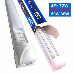 V Shaped Integrated LED Tubes 4ft 5ft 6ft 8ft 8 Feet 72 Inch Bubs T8 Tube Lights Double Sides Cooler Door Freezer Shop Lighting CRESTECH