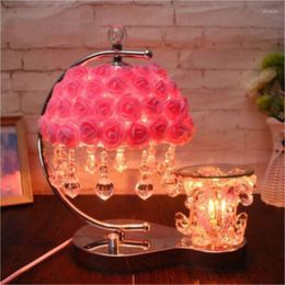 Table Lamps European Rose Lamp Creative Romantic Wedding Decoration Led Desk Lampbedside Lightings For Bedroom