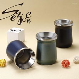 Mugs SeZone 8OZ Tumbler Stainless Steel Coffee Wine BeerMug Double Wall Vacuum Insulated Tea Cup With Lid Travel Mug Yerba Mate Gourd