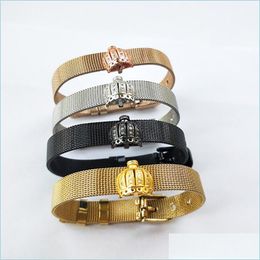 Chain Fashion Jewellery Watch Belt Bracelet Micro Pave Cz Imperial Crown Shape Spacers Charm Adjustable Bangle For Xmas Gifts Bg233 Dr Dh4Ub