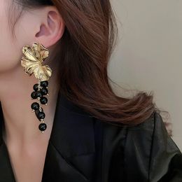 Dangle & Chandelier Statement Metallic Flower Beads Tassel Drop Dangle Earrings 2022 New Fashion Large Long Pendientes Mujer