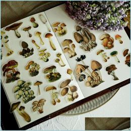 Gift Wrap Gift Wrap 100Pcs Retro Mushroom Illustration Vellum Paper Stickers For Scrapbooking Happy Planner/Card Making/Journaling P Dhbk2