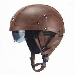 Motorcycle Helmets 3/4 Open Face Helmet Electric Vehicle Personality Retro Style With Visor