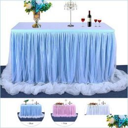 Table Skirt 183 X77 Cm Wedding Party Tutu Tle Table Skirt Er Tableware Cloth Baby Shower Home Decor Skirting Birthday Drop Delivery Dhrgo