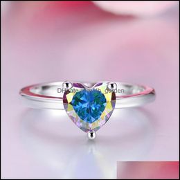 Cluster Rings Cluster Rings Cellacity Fashion Sier 925 Jewellery Charms For Women Heart Shaped Topaz Colours Gemstone Female Dating Gif Dhjub