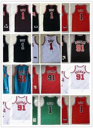 2022 new Retro Mitchell and Ness Basketball Jerseys 1 Derrick Rose 08-09 91 Dennis Rodman 95-96 97-98 white yellow