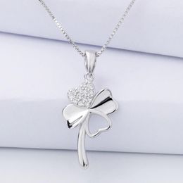 Pendant Necklaces 50PCS 925 Sterling Silver Four-leaf Clover Necklace Fashion Luxury Jewellery Accessories Ladies Creative Simple Cross Chains