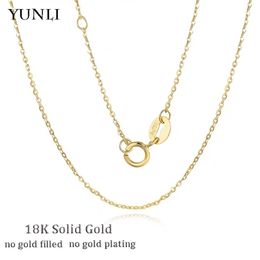 Pendant Necklaces YUNLI Genuine 18K Gold Chain Necklace Classic Simple O Chain Design Pure Gold AU750 for Women Fine Jewelry Gift 221031