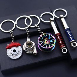 19 Styles Car Modification Keychains Turbocharged Shift Head Shock Model Keychain Absorber Brake Disc Engine Piston Rotor Car Simulation Tool Key Ring