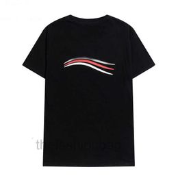 LuxuryMen Tops Wave Printed T-Shirts Short Sleeve Casual TShirt Round Neck Stylist Tees Men's White Black Streetwear Mens Clothing