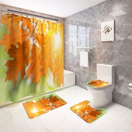 Toilet Seat Covers Landscape Autumn Print Home Decor Bathroom Cover Sets Waterproof Shower Curtain Mats Carpet Rugs Suits