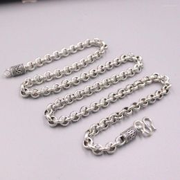 Chains Fine Pure S925 Sterling Silver Chain Women Men 6mm Cable Link Necklace 45-46g 22inch